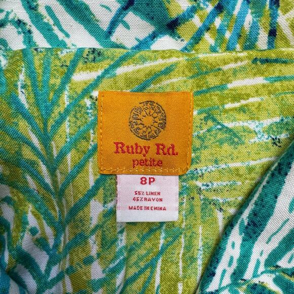 Ruby Rd Linen Zip Up Jacket Tropical Hawaiian Casual Grandma Coastal Florida - Picture 2 of 10